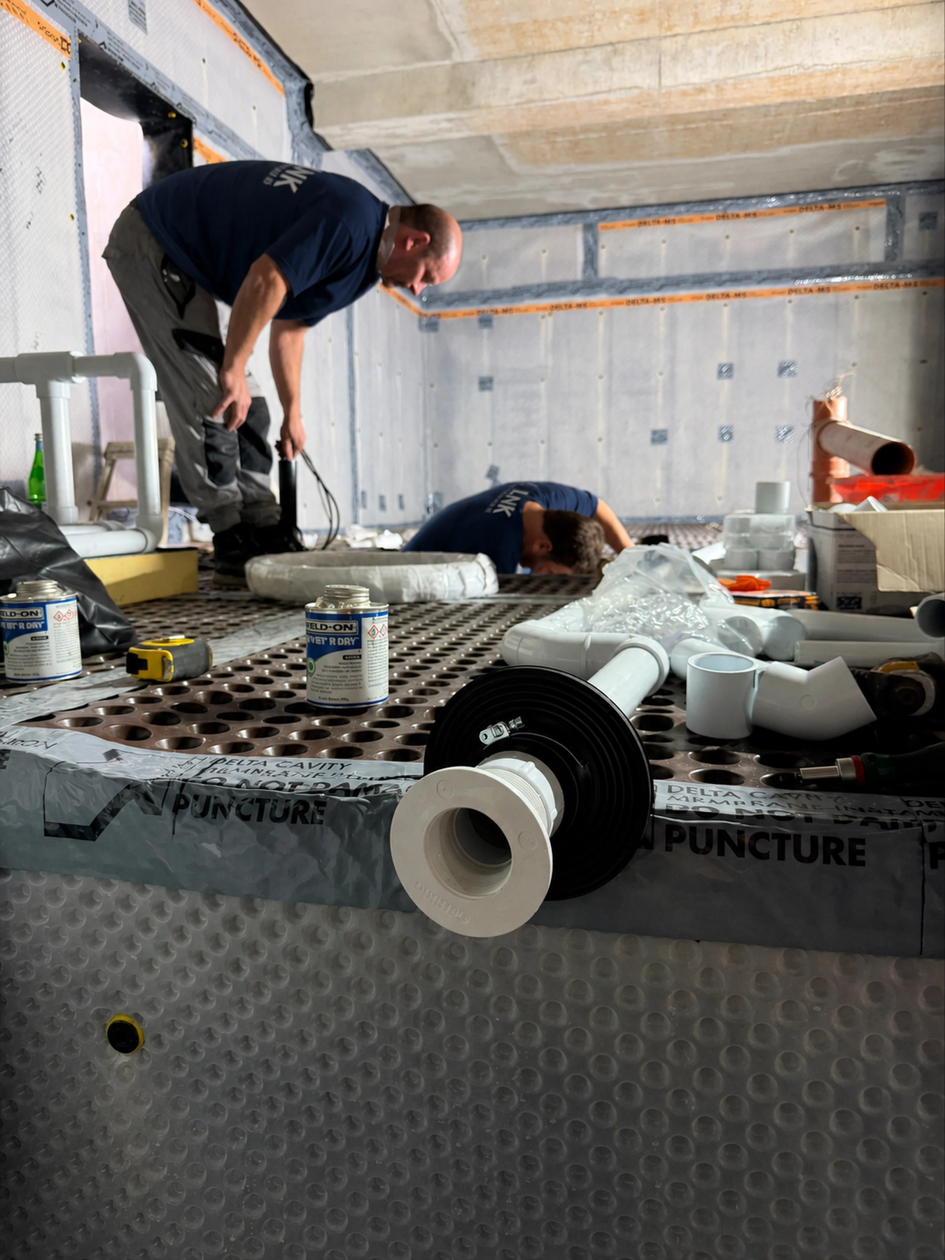 LNK waterproofing membrane installation in progress