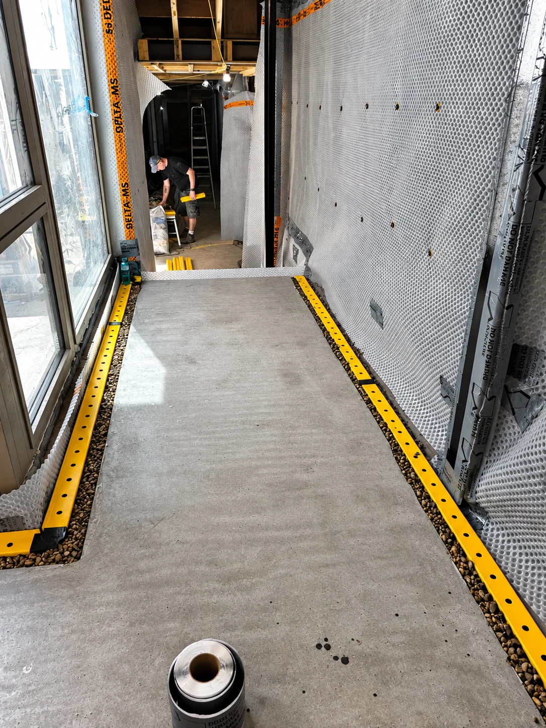 Delta Type C drainage channel and protected walkway detail installed by LNK